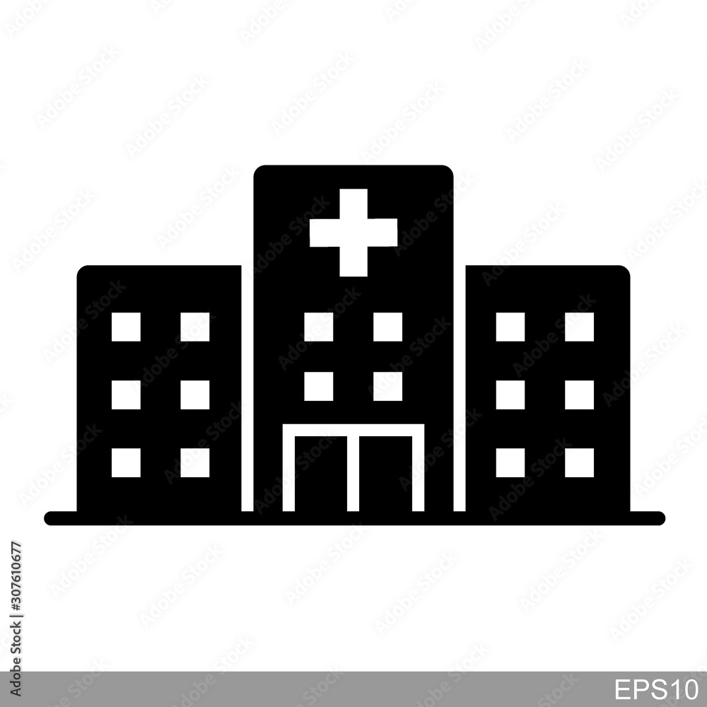 Hospital icon with white background.vector Illustration Hospital icon with white background.vector Illustration