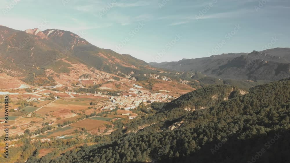 Beautiful mountain valley aerial view on sunny day Beautiful mountain valley aerial view on sunny day