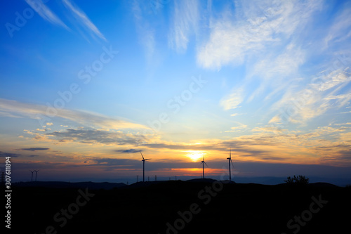 Wind turbines in the evening