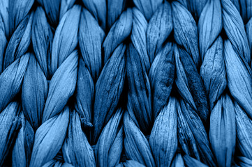 Papier peint photo Photographie macro Texture d'osier tressé bleu classique  © Katia