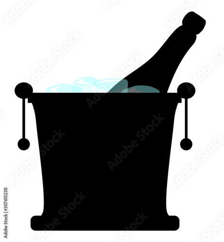 Champage And Ice Bucket Silhouette