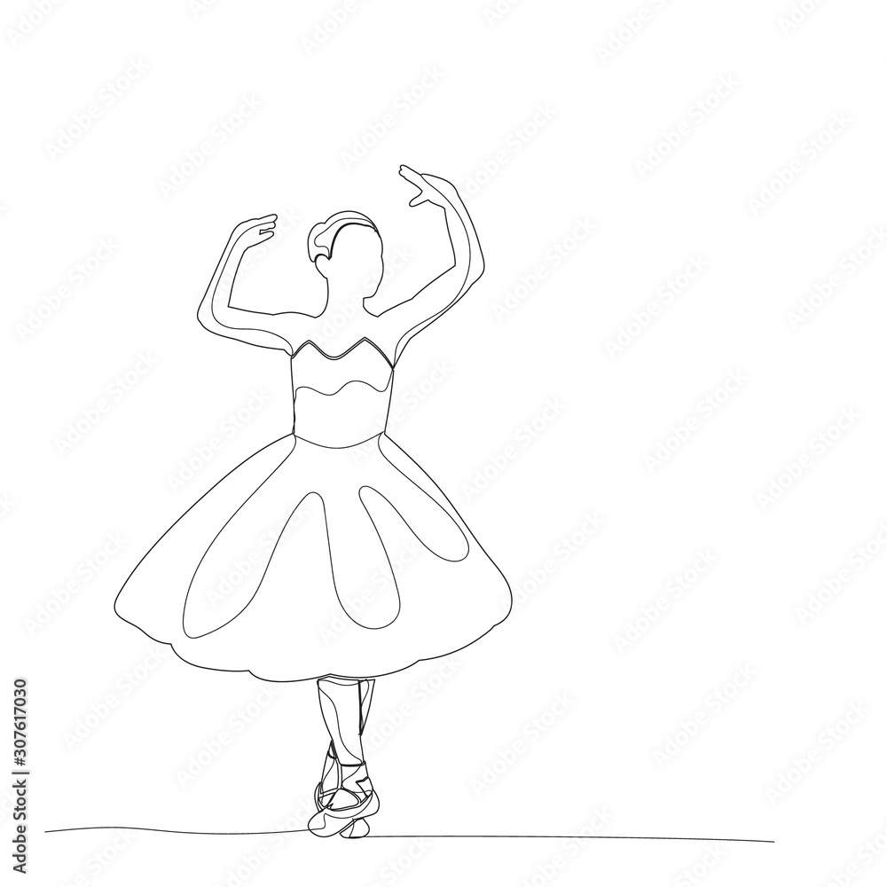 vector, isolated, sketch with lines dancing little girl ballerina vector, isolated, sketch with lines dancing little girl ballerina