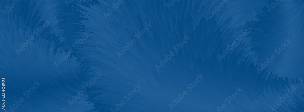 Classic blue trendy color 2020 abstract fluffy fur waves banner design. Vector background