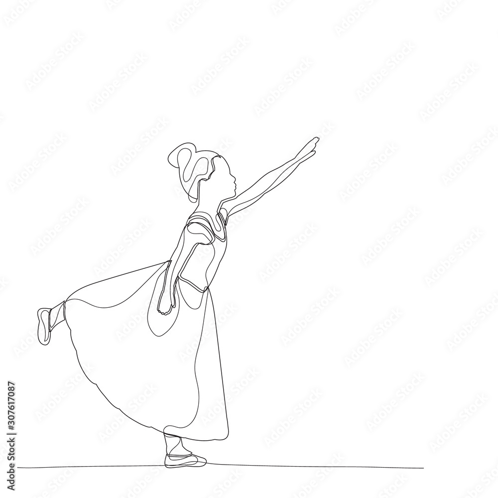 isolated, sketch with lines dancing little ballet girl isolated, sketch with lines dancing little ballet girl
