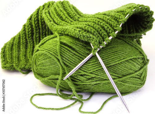Bild auf Leinwand Composition for knitting - nitting tools, all for knitting, knitting needles, isolated on white background