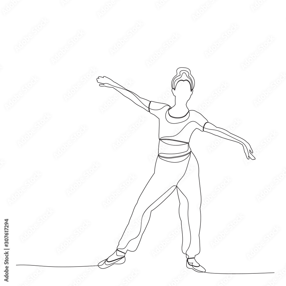 sketch with lines a dancing girl