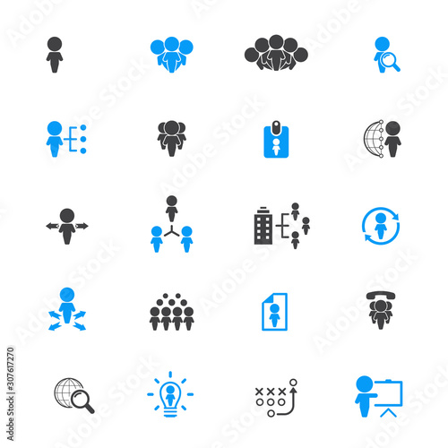 Human Resources and Business, icon set