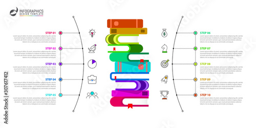Infographic design template. Creative concept with 10 steps
