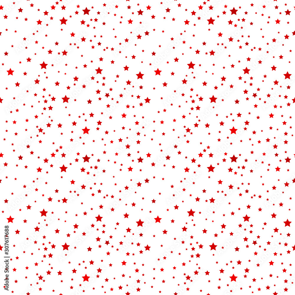 Red stars on white background seamless pattern.