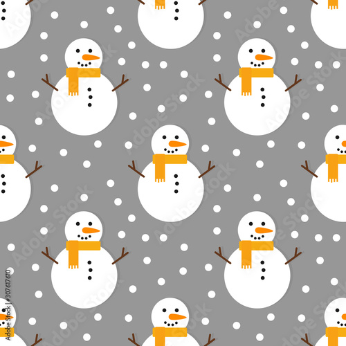 Winter snowman seamless pattern.