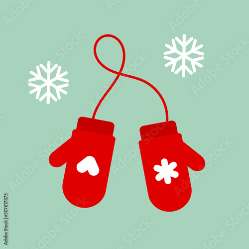 Christmas red mittens gloves.