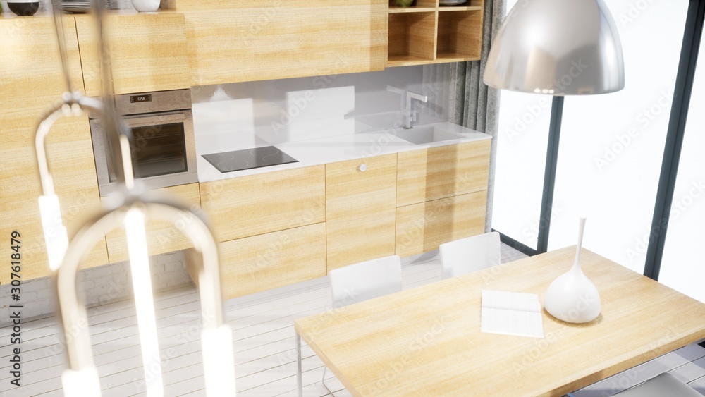 Modern design living room interior in Scandinavian style . 3D rendering Modern design living room interior in Scandinavian style . 3D rendering