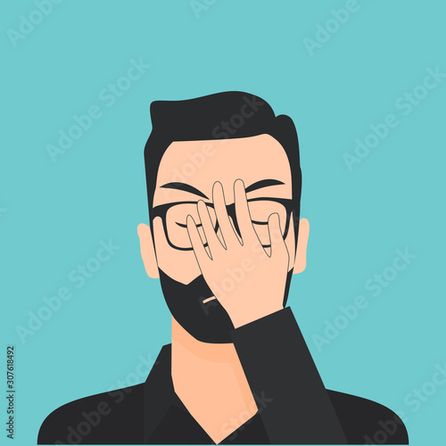 Flat Disappointed Man Vector Illustration