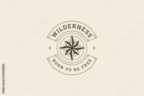 Quote typography with hand drawn compass rose symbol for greeting cards and posters and other.