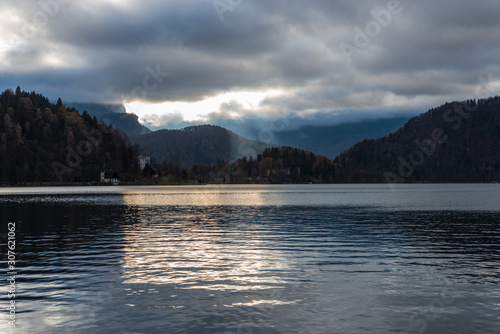 Island in Lake Bled. Dreamlike atmosphere for the Church of S. Maria Assunta. slovenia
