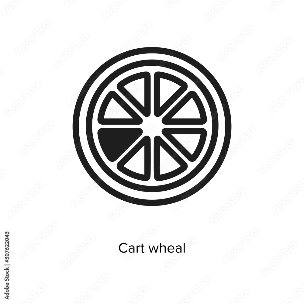 Cart wheel linear icon vector illustration on white background Cart wheel linear icon vector illustration on white background