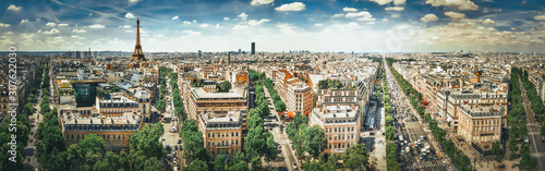 Photography Beautiful panoramic view of Paris from the roof of the Triumphal Arch