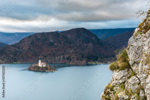 Island in Lake Bled. Dreamlike atmosphere for the Church of S. Maria Assunta. slovenia