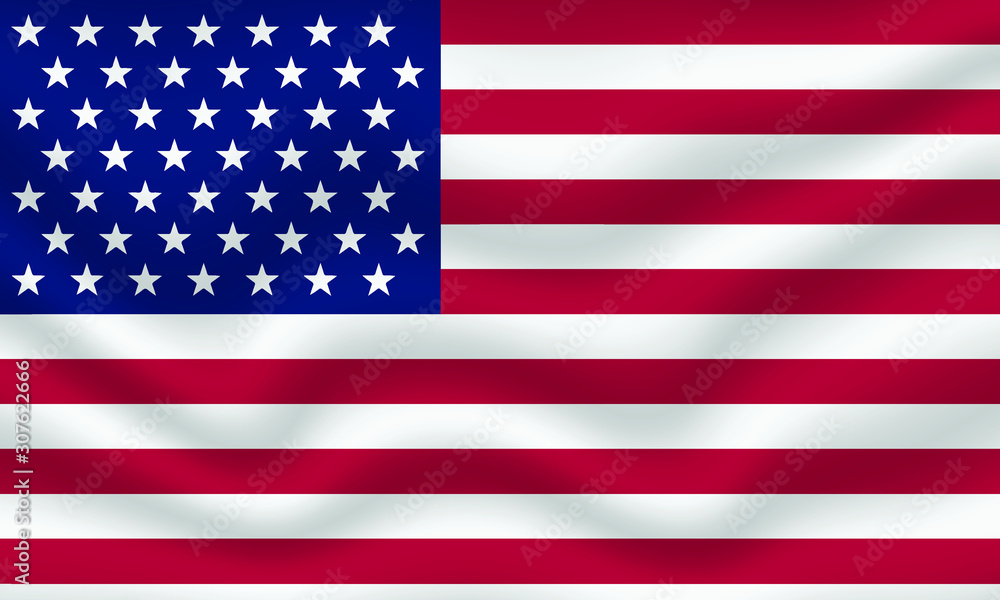 Vector waving flag of United States illustration Vector waving flag of United States illustration