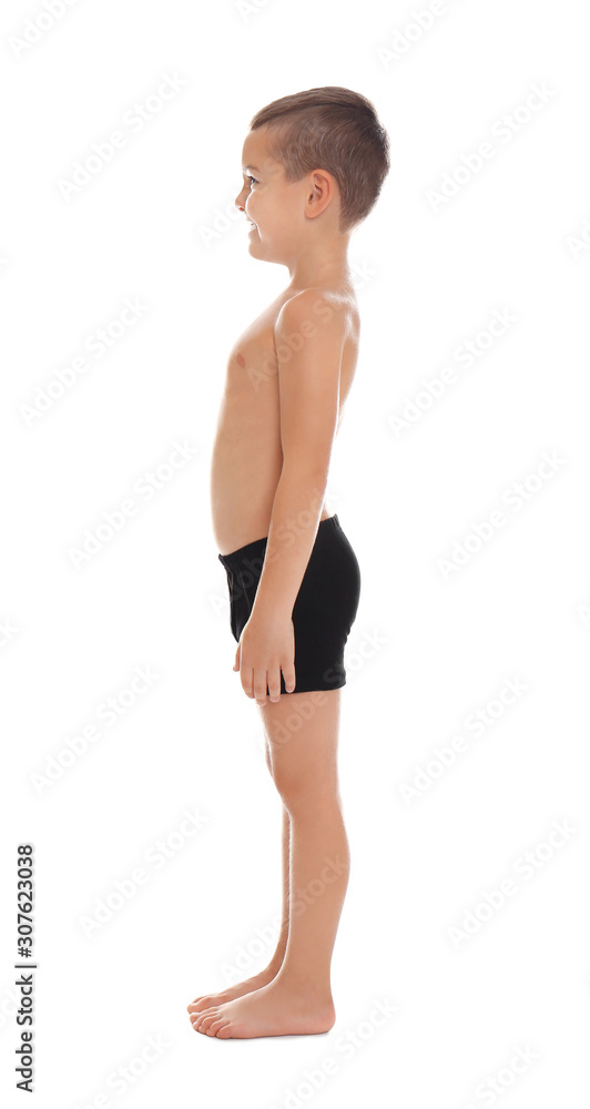Cute little boy in underwear on white background Cute little boy in underwear on white background