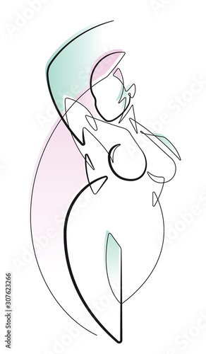 Body Positive Female One Continuous Line Abstract Vector Graphic Icon