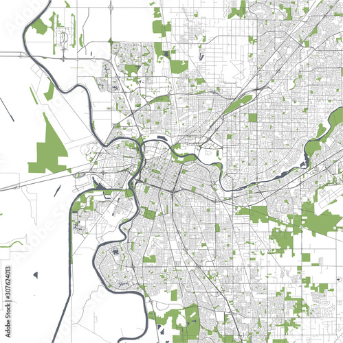 map of the city of Sacramento, USA