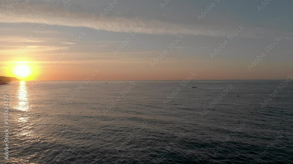 Drone Shot of a Sunrise in Barcelona at the Beach 2. Drone Shot of a Sunrise in Barcelona at the Beach 2.