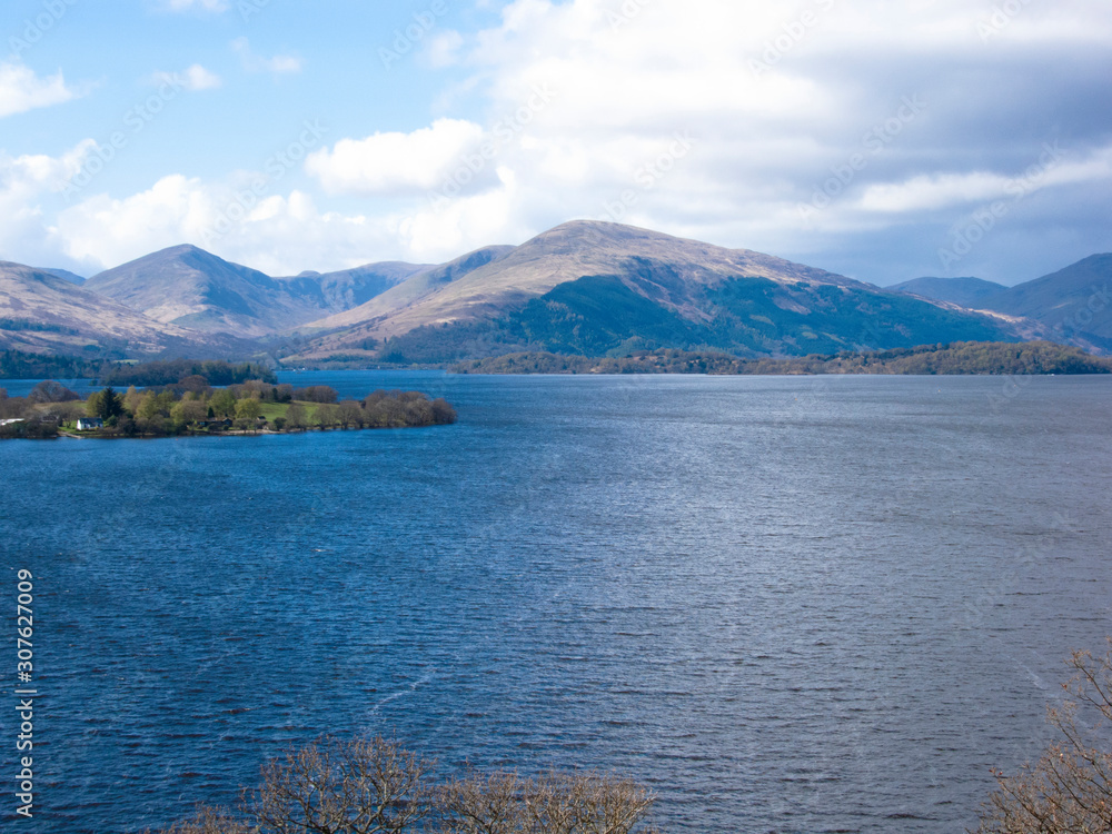 View of Loch Lomond lake in Scotland