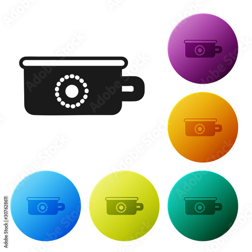 Black Baby potty icon isolated on white background. Chamber pot. Set icons colorful circle buttons. Vector Illustration