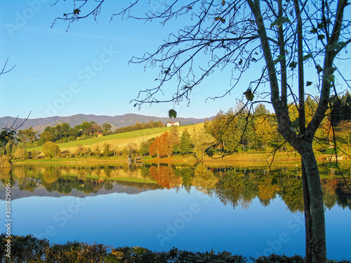 Landscape: Italy, Vicchio (Florence) pond in spring with reflection