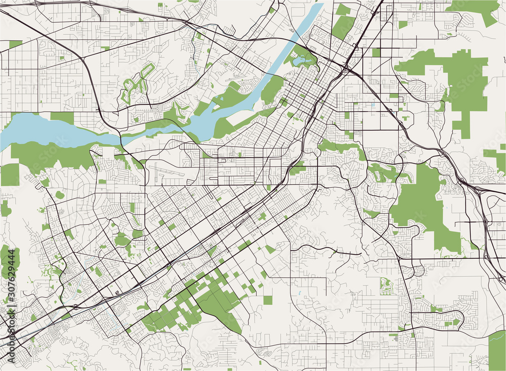 map of the city of Riverside, California, USA