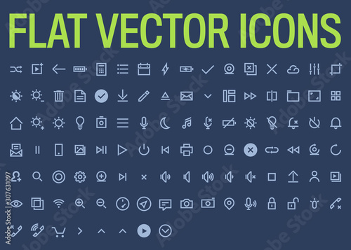 Simple, minimalistic isolated icon set, vector flat icons