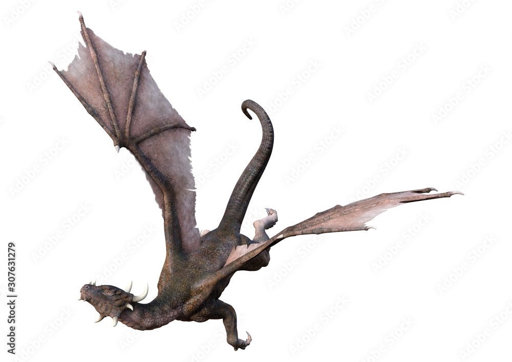 Obraz premium 3D Rendering Fairy Tale Dragon on White