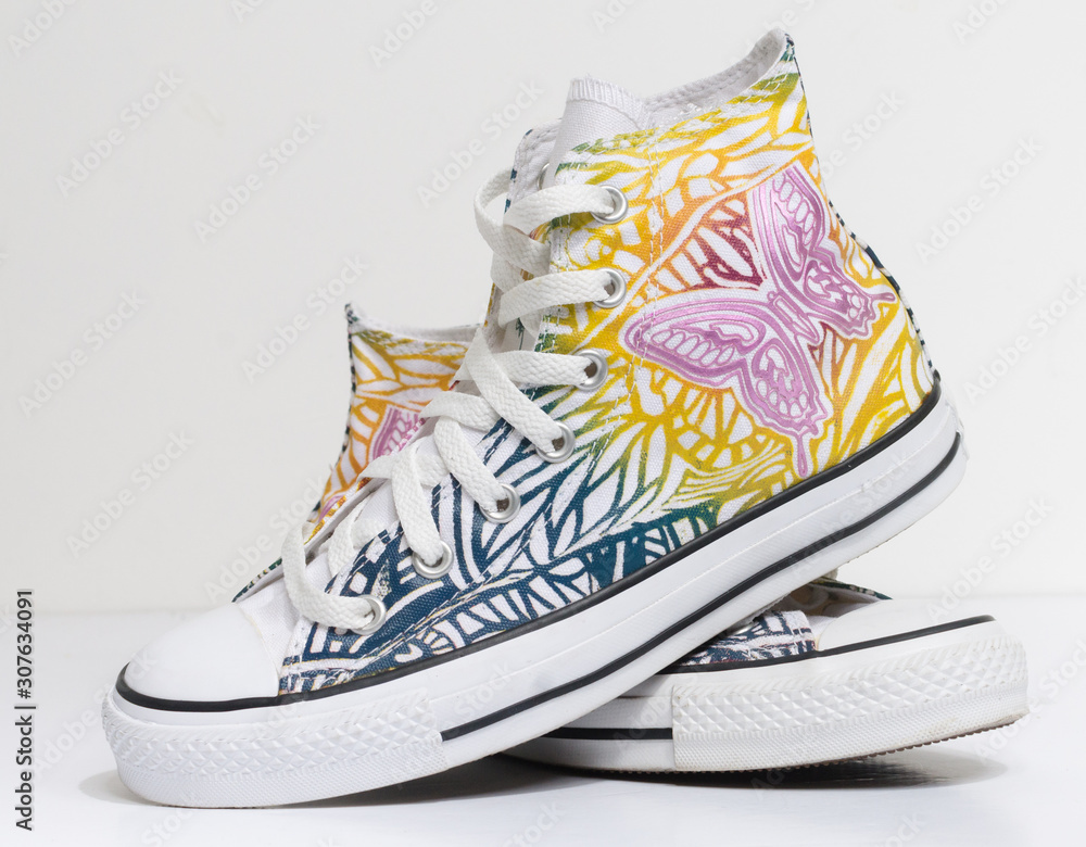 london, england, 05/05/2018 Converse All Star rare Butterfly Hi Top Chuck  Taylor trainer shoes. Famous iconic classic converse hi top sneakers on a  white background. Stock Photo | Adobe Stock