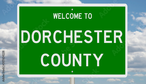 Rendering of a 3d green highway sign for Dorchester County photo