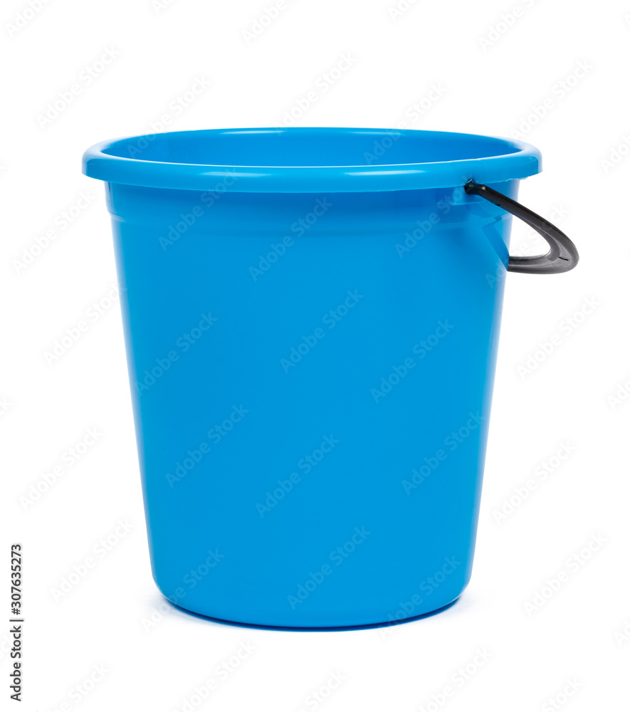 Blue plastic bucket for cleaning isolated on white background Blue plastic bucket for cleaning isolated on white background