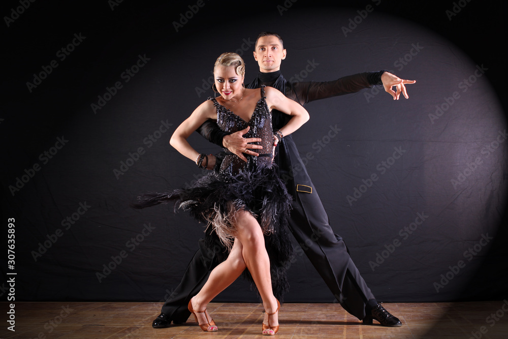 dancers in ballroom isolated on black background dancers in ballroom isolated on black background