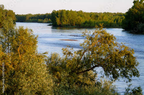 Natural river Allier in France with the banks photo