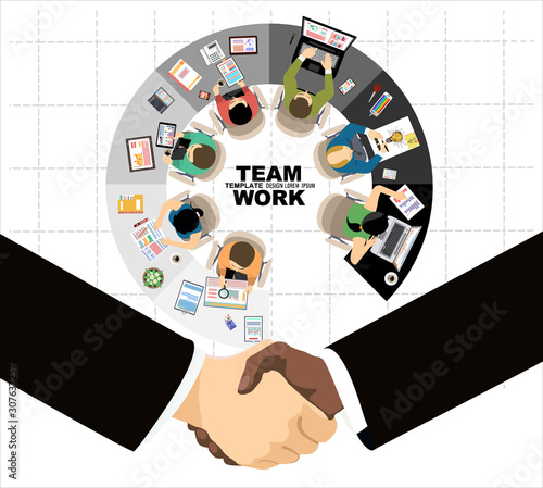 Flat design illustration concepts for business analysis and planning, consulting, team work, project management. Business, team work, cooperation and partnership.