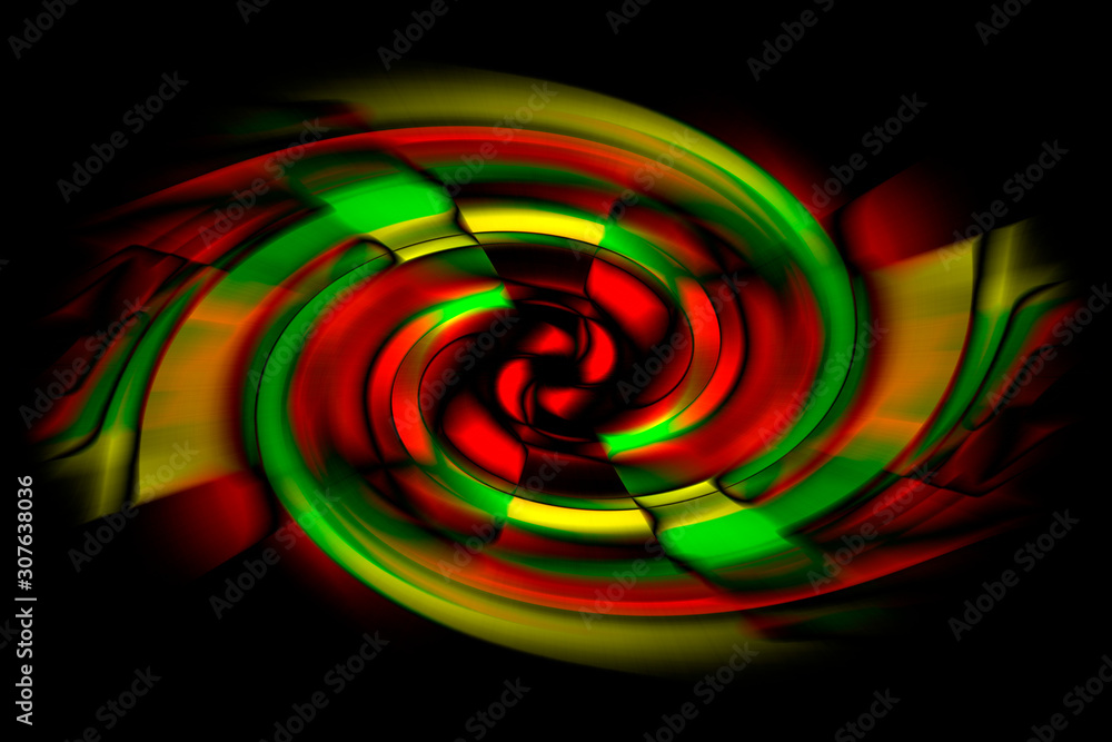 Obraz premium A bright symmetrical abstract background with many beautiful colors, mostly green, red and yellow