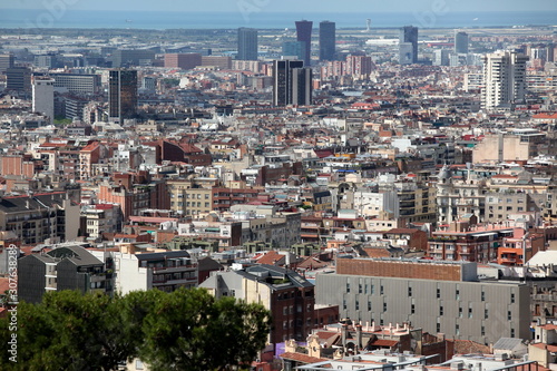 Aerial view of Barcelona, Spain. Barcelona is one of the most po