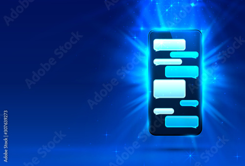 Phone text message chat frame, screen mobile social.