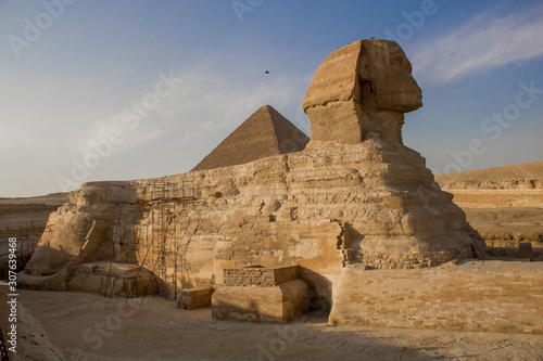 egyptian sphinx in giza against the sky