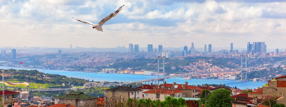 The Bosphorus Bridge, view from the Asian side of Istanbul