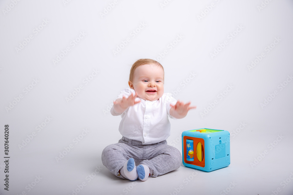 toddler with toy isolated on white background toddler with toy isolated on white background