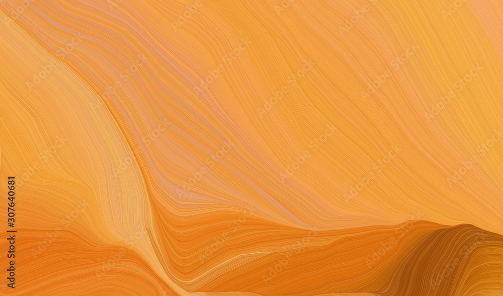 Fototapeta elegant curvy swirl waves background illustration with golden rod, pastel orange and sandy brown color