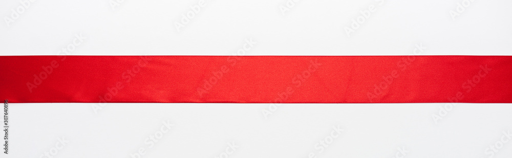 panoramic shot of flat satin ribbon isolated on white