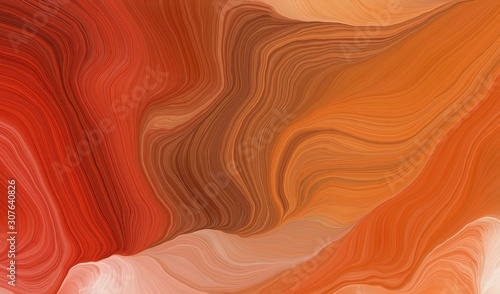 modern soft curvy waves background design with coffee, baby pink and dark salmon color