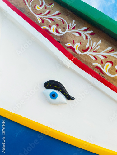 Eye on the traditional maltese fishing boat Luzzi. Malta country photo