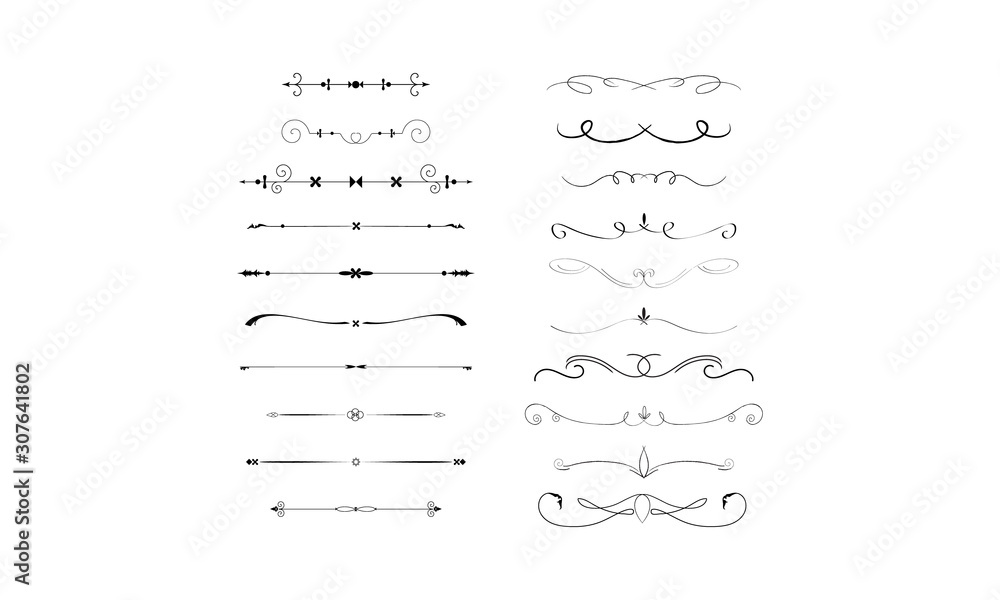 stroke brush smooth curve straight swirly decorative vector Lines - obrazy, fototapety, plakaty 